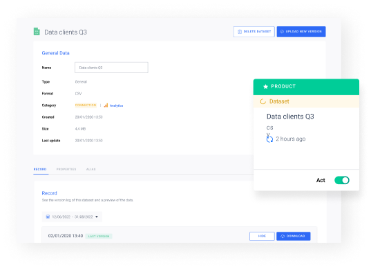 Gestión de datasets en FLYDE Core con historial de versiones