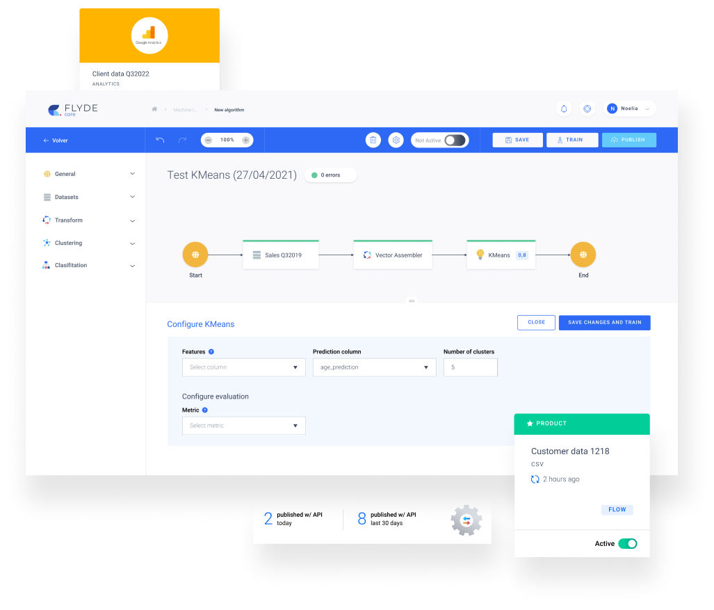 FLYDE Core: editor visual de flujos de datos y algoritmos de machine learning