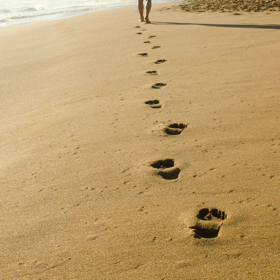 footprints on a beach